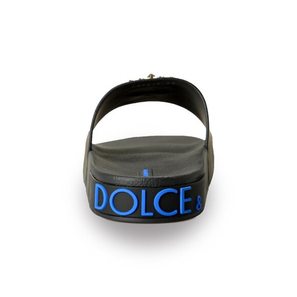 Dolce & Gabbana Men's Leather Logo Print Flip Flops Slides Shoes US 11 IT 44 - Picture 3 of 8